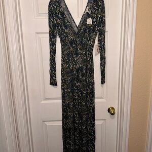 Jessica Simpson Maternity Maxi Dress Size Small Blue Green Snake Print Boho
